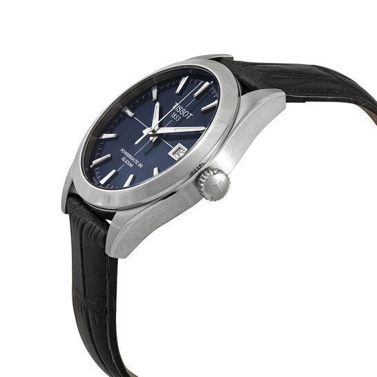 Tissot Gentleman Powermatic 80 Silicium Blue Dial Black Leather Strap Watch For Men - T127.407.16.041.01 Buy Now By Tissot