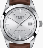 Tissot Gentleman Powermatic 80 Silicium Silver Dial Brown Leather Strap Watch For Men - T127.407.16.031.00 Buy Now By Tissot