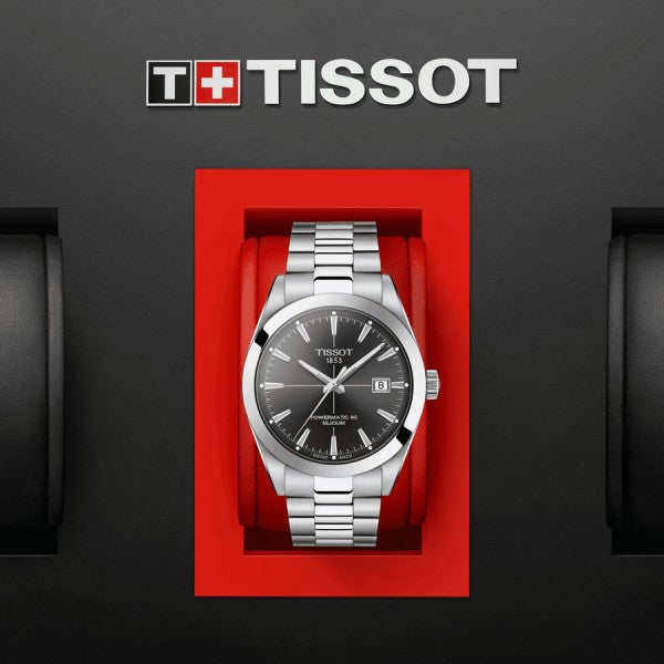 Tissot Gentleman Powermatic 80 Silicium Black Dial Silver Steel Strap Watch For Men - T127.407.11.061.01 Buy Now By Tissot