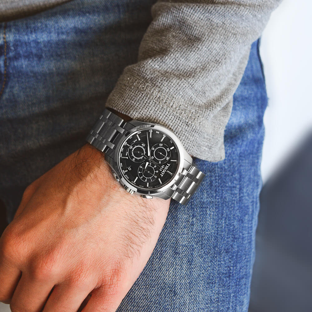 Tissot Couturier Chronograph Black Dial Silver Steel Strap Watch For Men - T035.617.11.051.00 Buy Now By Tissot