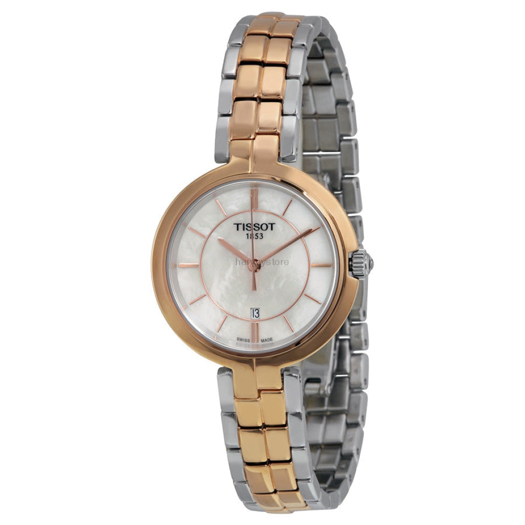 Tissot T Lady Flamingo Mother of Pearl White Dial Two Tone Steel Strap Watch For Women - T094.210.22.111.00 Buy Now By Tissot
