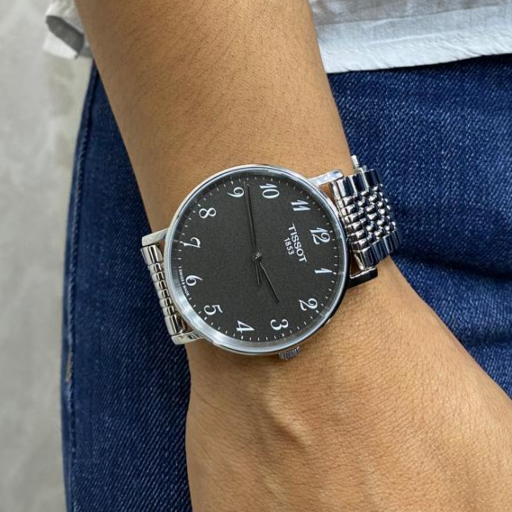 Tissot T Classic Everytime Quartz Black Dial Silver Steel Strap Watch for Men - T109.410.11.072.00 Buy Now By Tissot