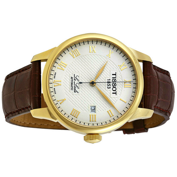 Tissot T Classic Le Locle Automatic Gold Dial Maroon Leather Strap Watch For Men - T41.5.413.73 Buy Now By Tissot