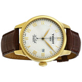Tissot T Classic Le Locle Automatic Gold Dial Maroon Leather Strap Watch For Men - T41.5.413.73 Buy Now By Tissot
