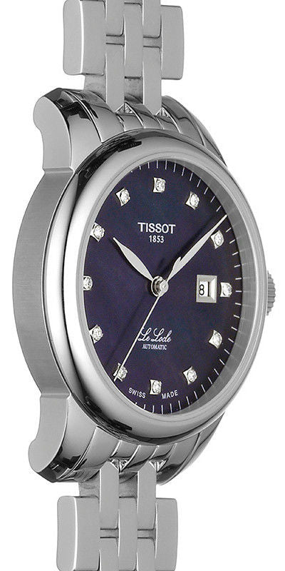Tissot Le Locle Automatic Diamonds Mother of Pearl Black Dial Silver Steel Strap Watch For Women - T006.207.11.126.00 Buy Now By Tissot