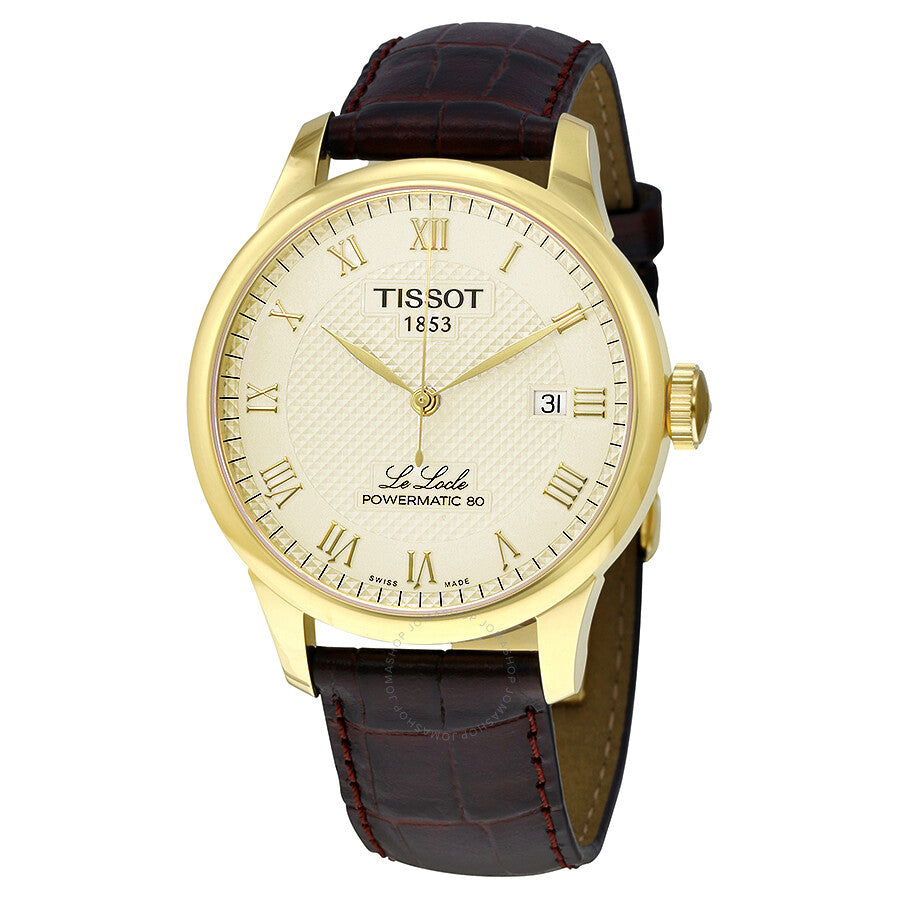 Tissot Le Locle Powermatic 80 Gold Dial Brown Leather Strap Watch For Men - T006.407.36.263.00 Buy Now By Tissot