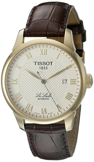 Tissot T Classic Le Locle Automatic Gold Dial Maroon Leather Strap Watch For Men - T41.5.413.73 Buy Now By Tissot
