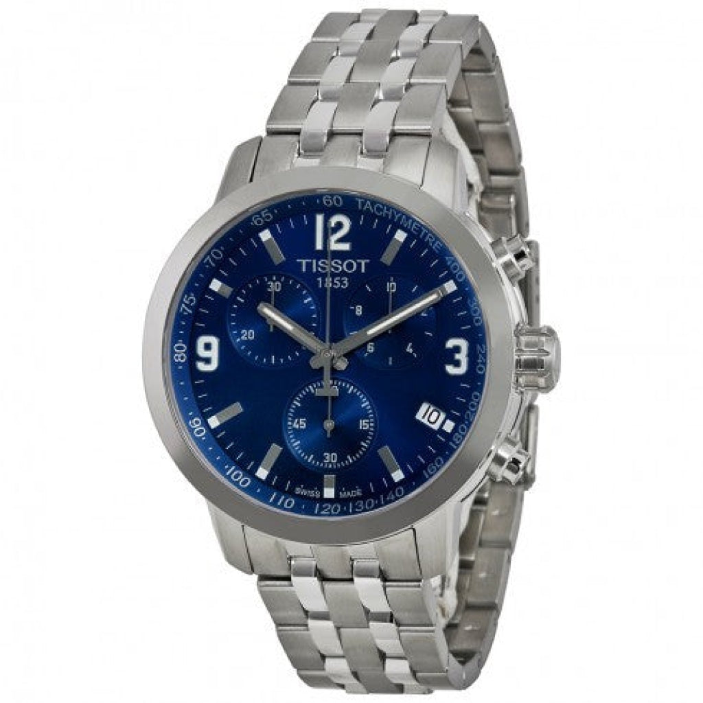 Tissot PRC 200 Chronograph Blue Dial Silver Steel Strap Watch For Men - T055.417.11.047.00 Buy Now By Tissot