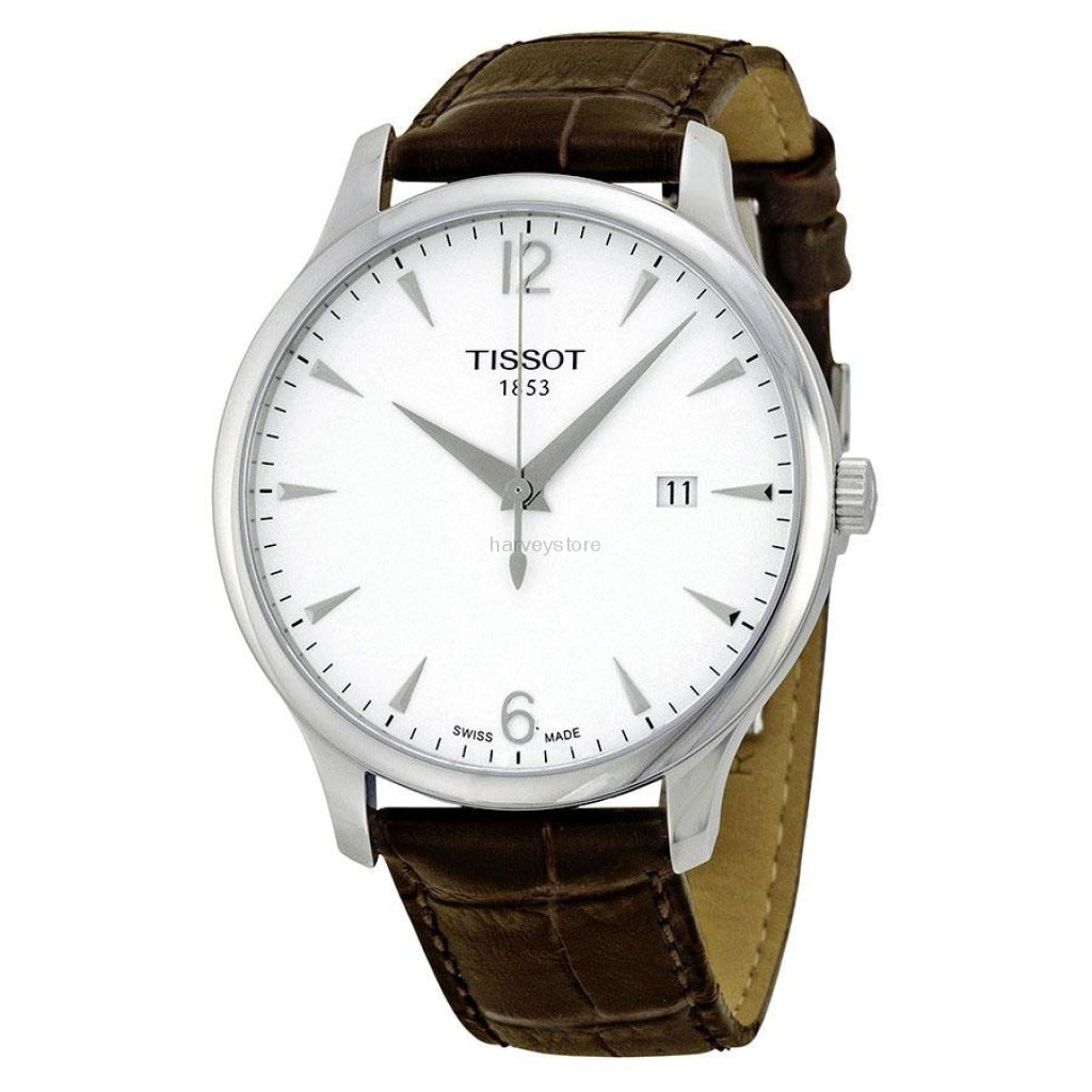 Tissot T Classic Tradition White Dial Brown Leather Strap Watch For Men - T063.610.16.037.00 Buy Now By Tissot