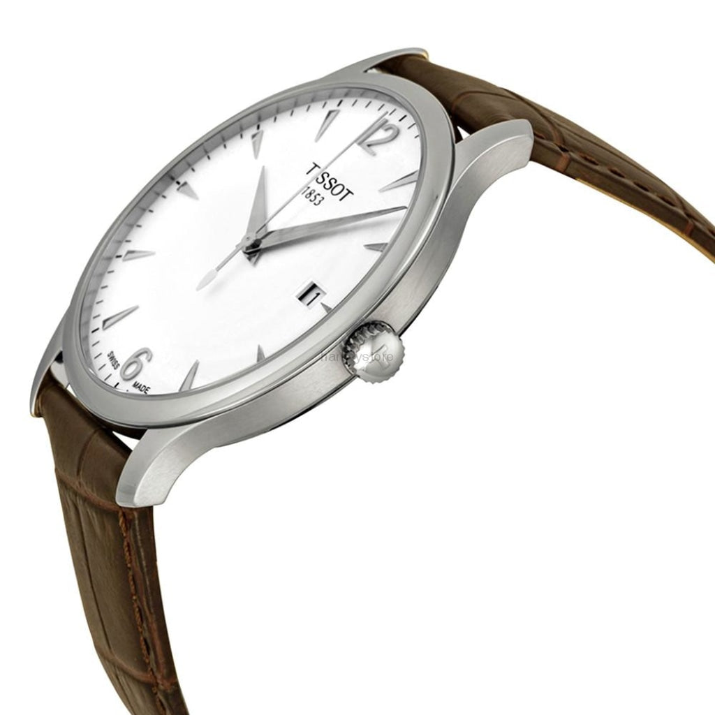 Tissot T Classic Tradition White Dial Brown Leather Strap Watch For Men - T063.610.16.037.00 Buy Now By Tissot