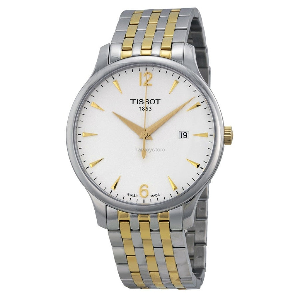 Tissot T Classic Tradition White Dial Two Tone Mesh Bracelet Watch For Men - T063.610.22.037.00 Buy Now By Tissot