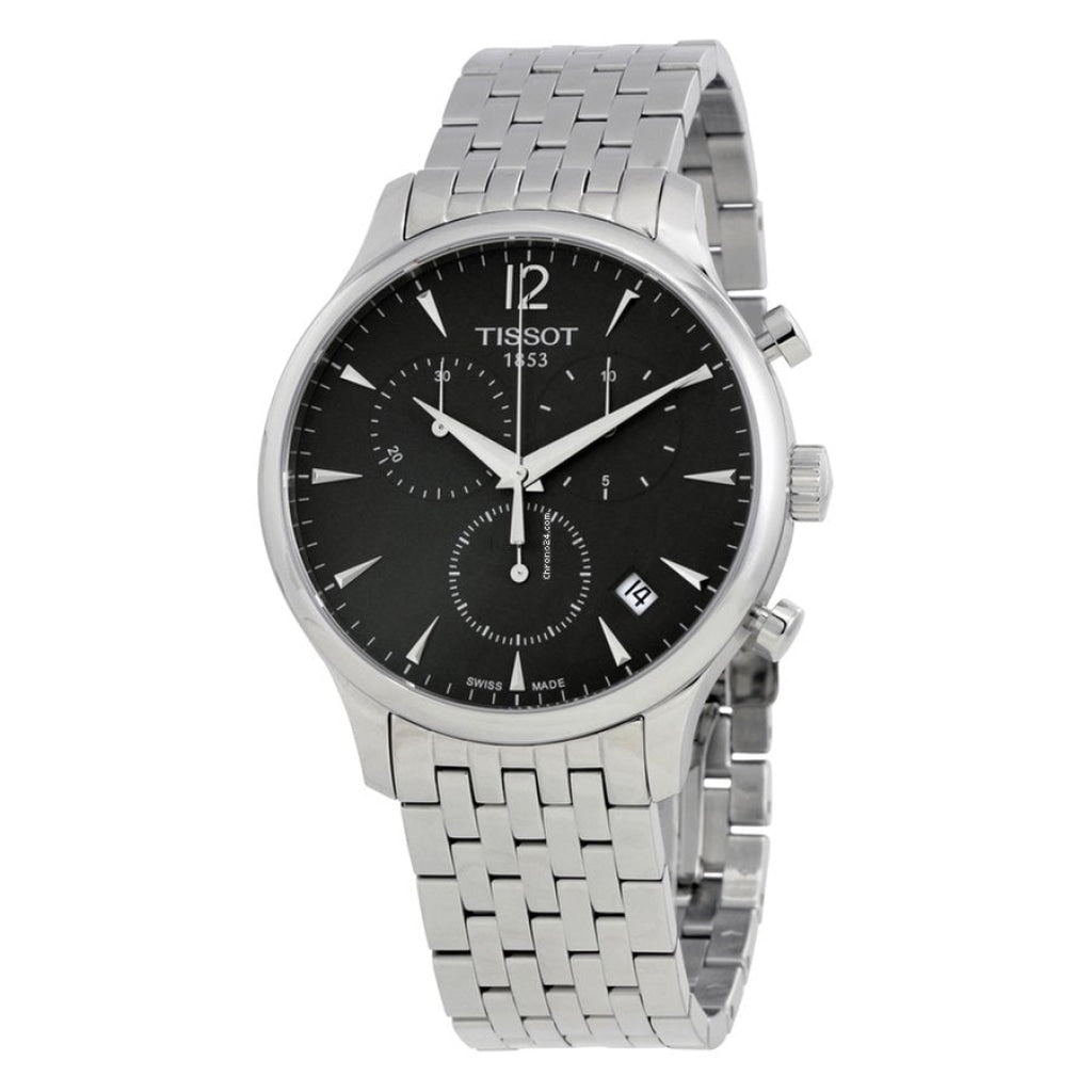 Tissot T Classic Tradition Chronograph Black Dial Silver Steel Strap Watch For Men - T063.617.11.067.00 Buy Now By Tissot