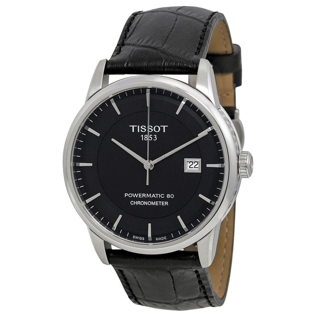 Tissot T Classic Luxury Powermatic 80 Black Dial Black Leather Strap Watch For Men - T086.408.16.051.00 Buy Now By Tissot