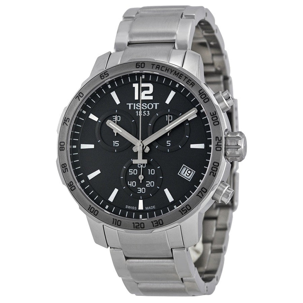 Tissot Quickster Chronograph Black Dial Silver Steel Strap Watch For Men - T095.417.11.067.00 Buy Now By Tissot