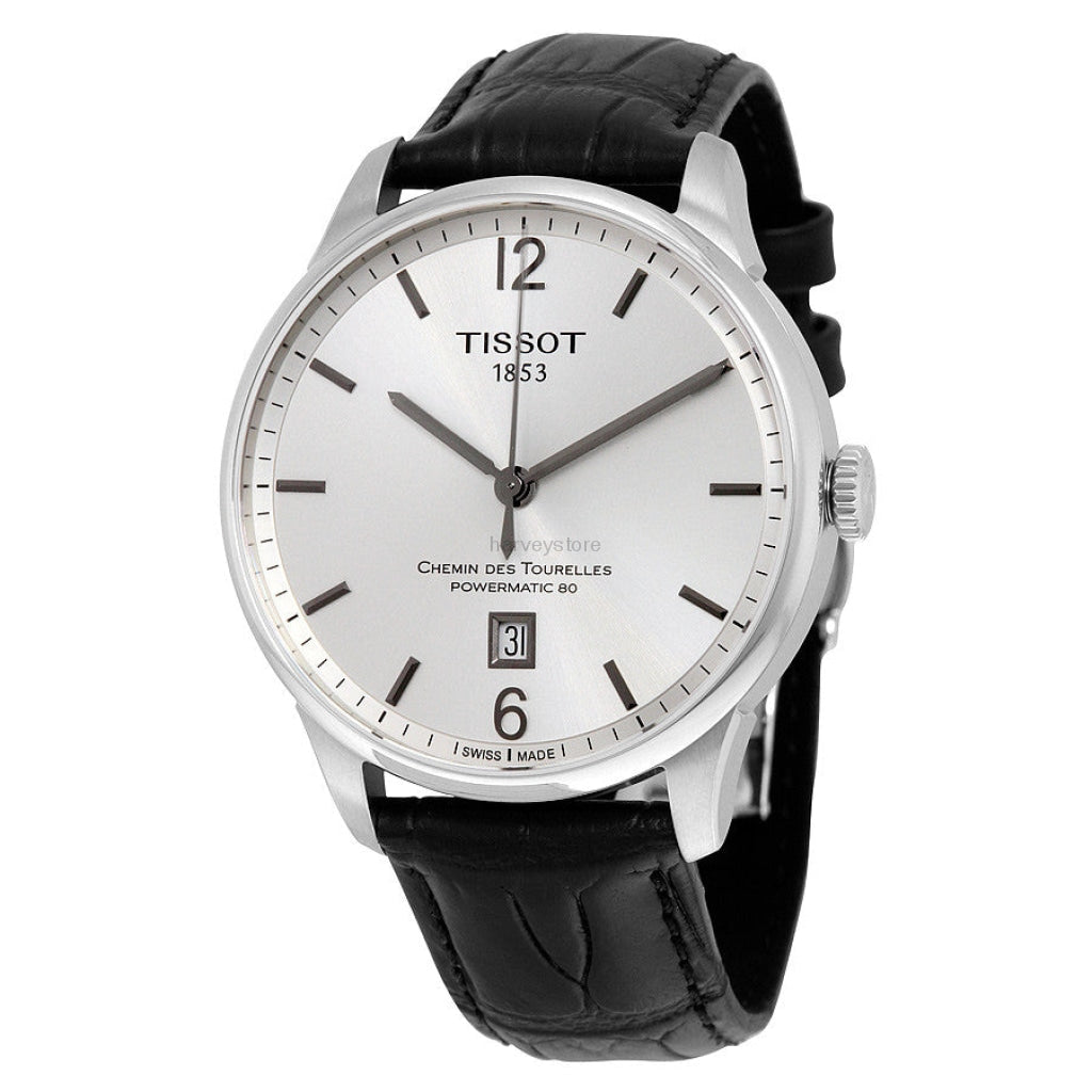 Tissot Chemin Des Tourelles Powermatic 80 Silver Dial Black Leather Strap Watch For Men - T099.407.16.037.00 Buy Now By Tissot