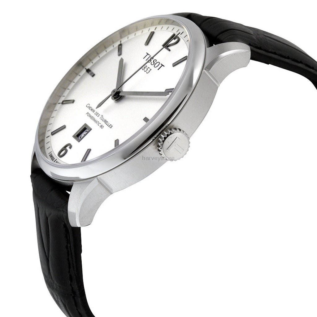 Tissot Chemin Des Tourelles Powermatic 80 Silver Dial Black Leather Strap Watch For Men - T099.407.16.037.00 Buy Now By Tissot