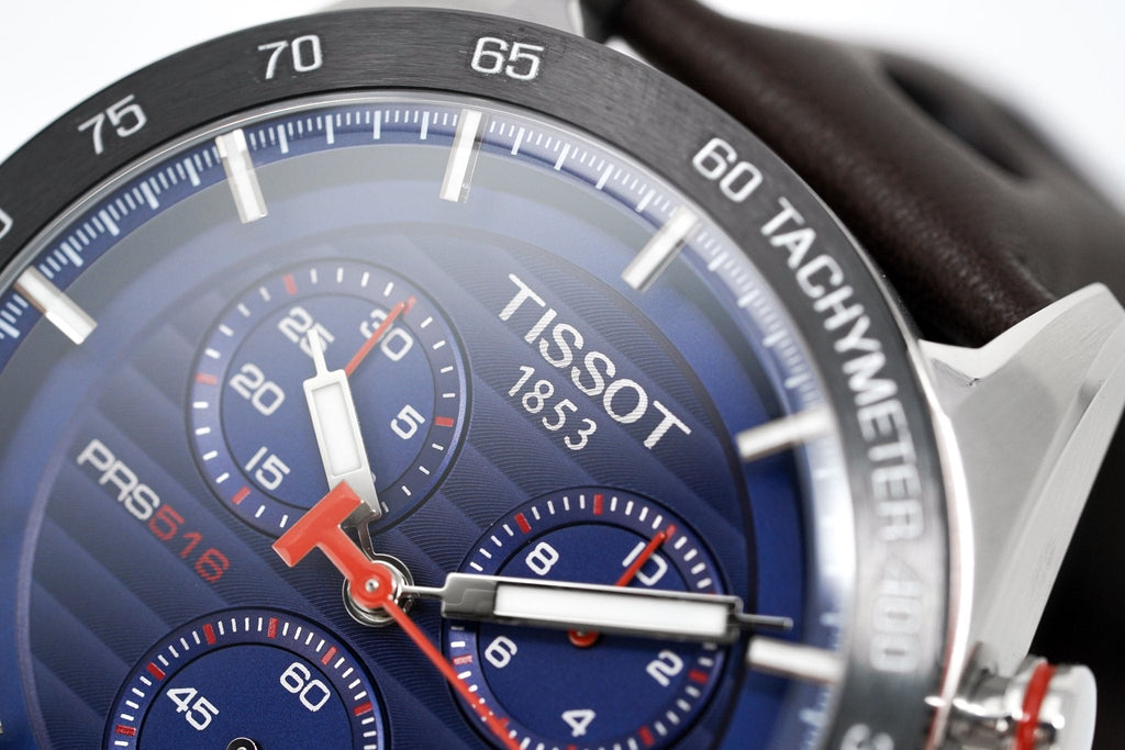 Tissot PRS 516 Chronograph Blue Dial Brown Leather Strap Watch For Men - T100.417.16.041.00 Buy Now By Tissot