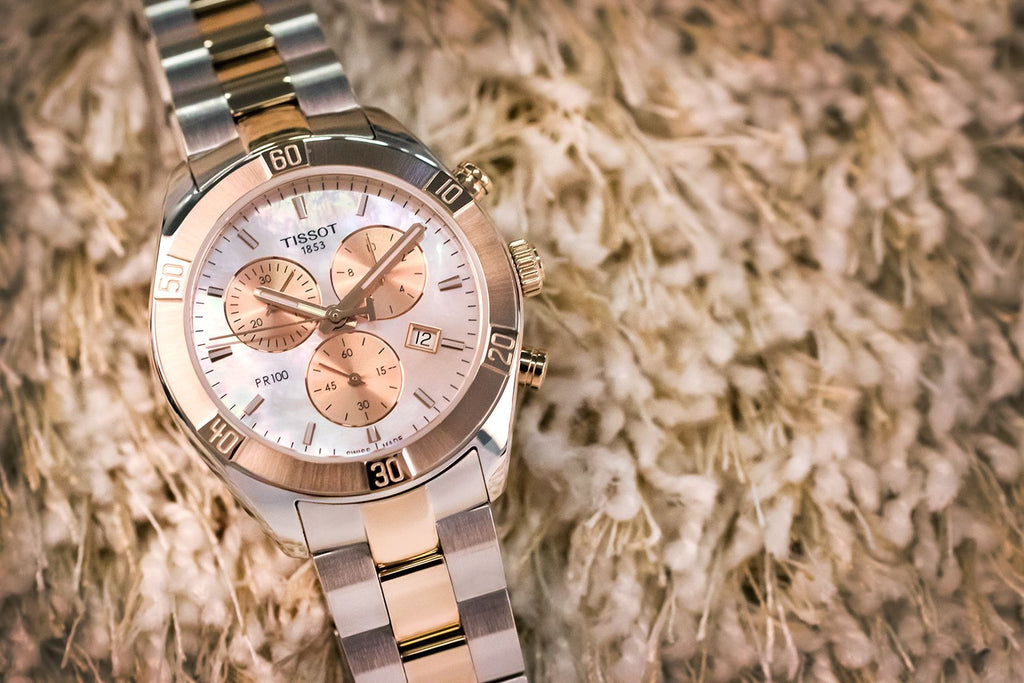 Tissot PR 100 Sport Chic Chronograph Mother of Pearl Dial Two Tone Steel Strap Watch for Women - T101.917.22.151.00 Buy Now By Tissot