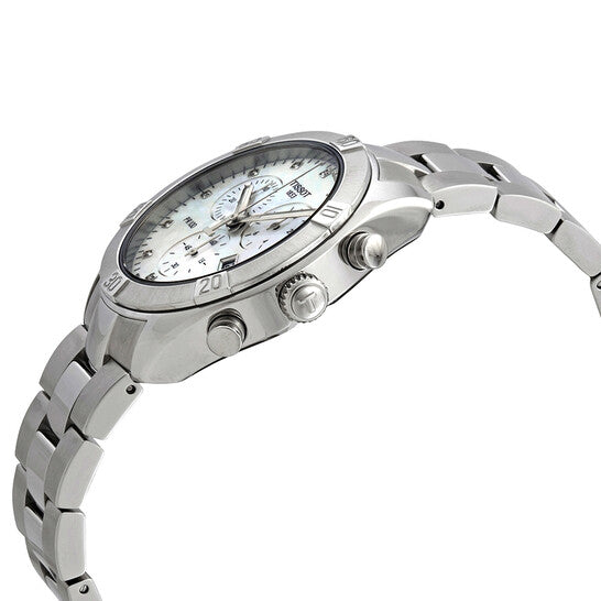 Tissot PR 100 Sport Chic Chronograph Diamonds Mother of Pearl Dial Silver Steel Strap Watch for Women - T101.917.11.116.00 Buy Now By Tissot