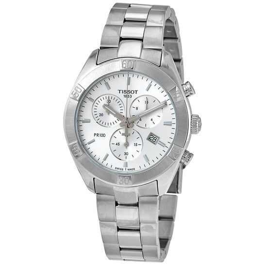 Tissot PR 100 Sport Chic Chronograph Silver Dial Silver Steel Strap Watch for Women - T101.917.11.031.00 Buy Now By Tissot