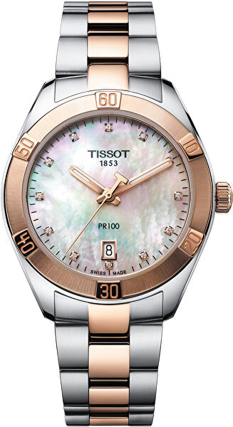 Tissot PR 100 Sport Chic Diamonds Mother of Pearl Dial Two Tone Steel Strap Watch for Women - T101.910.22.116.00 Buy Now By Tissot