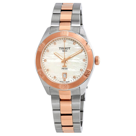 Tissot PR 100 Sport Chic Diamonds Mother of Pearl Dial Two Tone Steel Strap Watch for Women - T101.910.22.116.00 Buy Now By Tissot