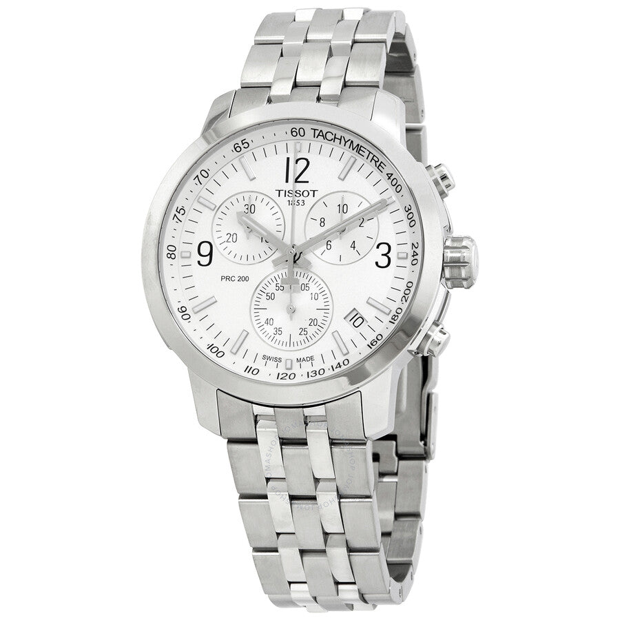 Tissot T Sport PRC 200 Chronograph White Dial Silver Steel Strap Watch For Men - T114.417.11.037.00 Buy Now By Tissot