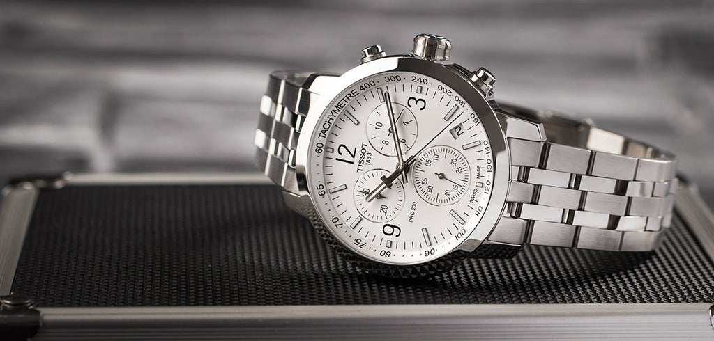 Tissot T Sport PRC 200 Chronograph White Dial Silver Steel Strap Watch For Men - T114.417.11.037.00 Buy Now By Tissot