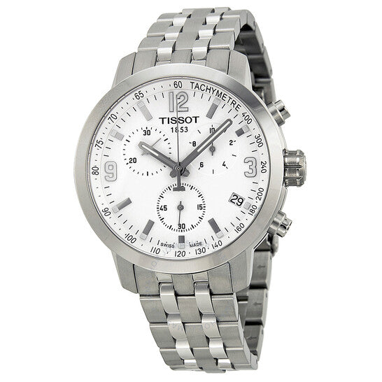 Tissot PRC 200 Chronograph White Dial Silver Steel Strap Watch For Men - T055.417.11.017.00 Buy Now By Tissot