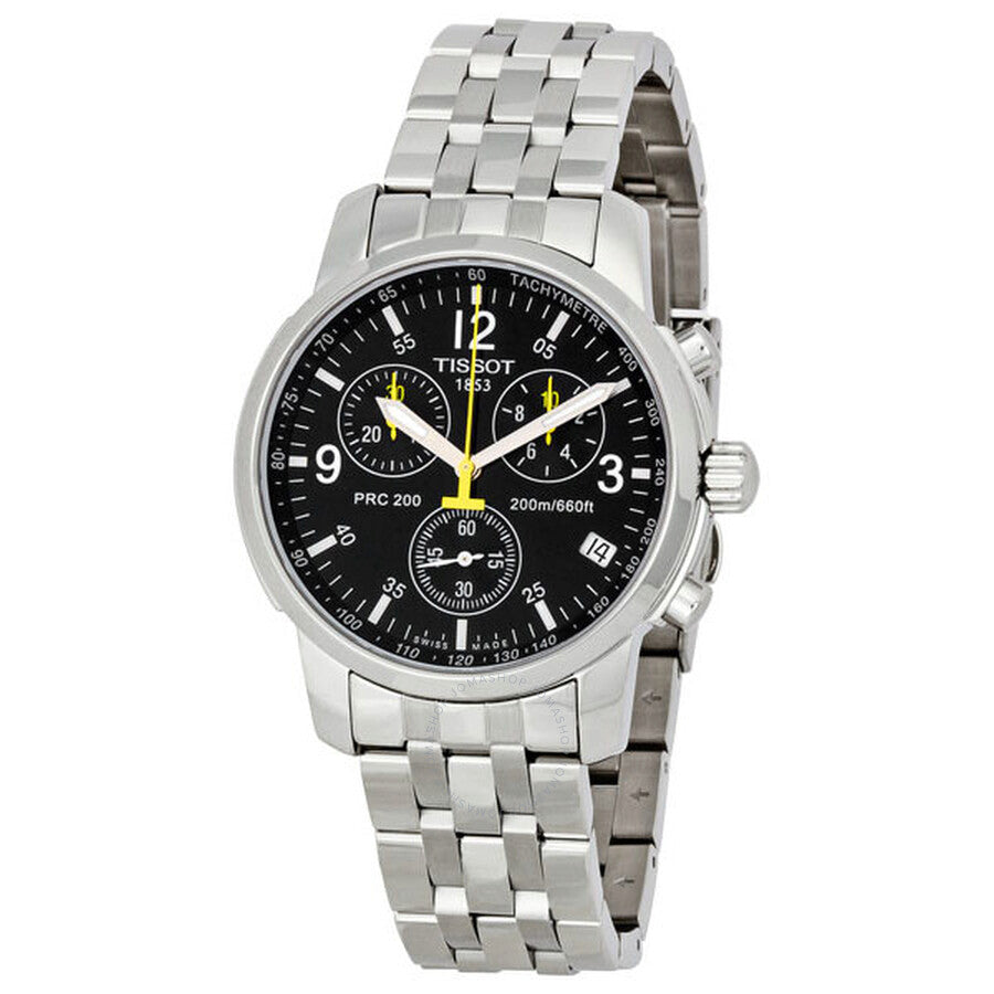 Tissot T Sport PRC200 Chronograph Black Dial Silver Steel Strap Watch for Men - T17.1.586.52 Buy Now By Tissot