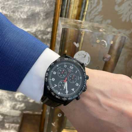 Tissot T Sport PRS 516 Chronograph Black Dial Black Leather Strap Watch for Men - T131.617.36.052.00 Buy Now By Tissot