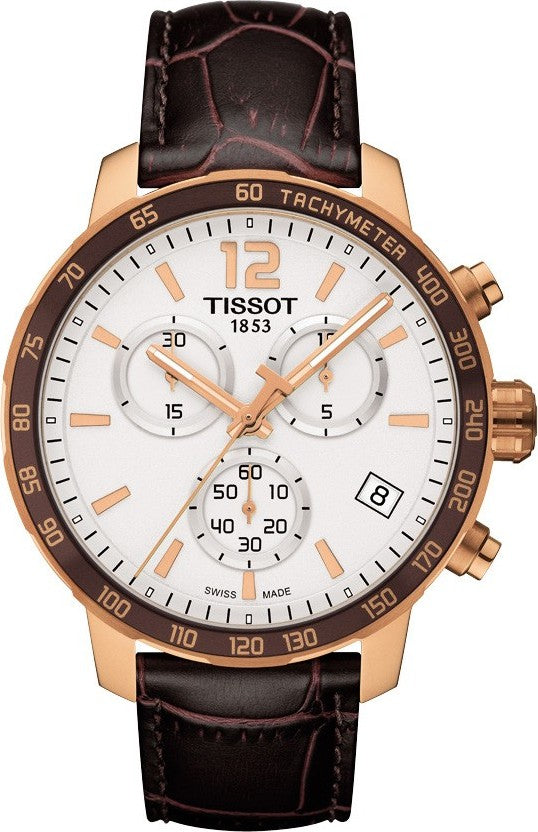 Tissot Quickster Chronograph 42mm White Dial Brown Leather Strap Watch For Men - T095.417.36.037.00 Buy Now By Tissot