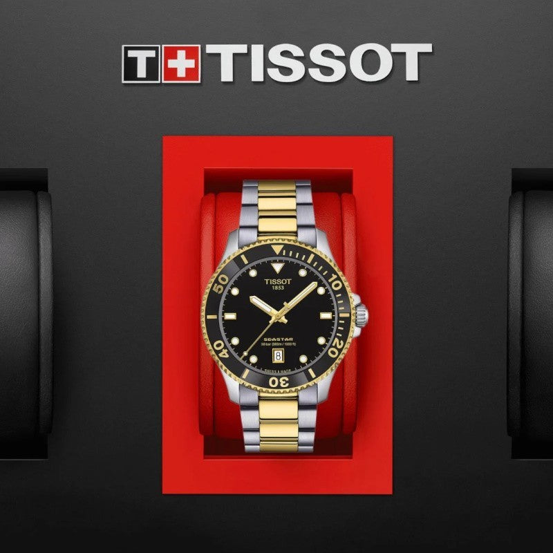 Tissot Seastar 1000 Black Dial Two Tone Steel Strap Watch for Women - T120.210.22.051.00 Buy Now By Tissot