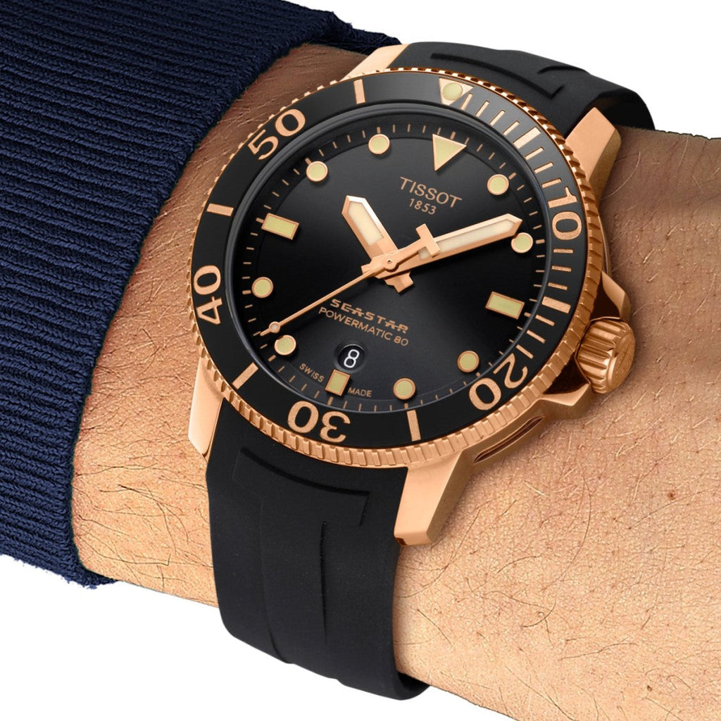 Tissot Seastar 1000 Powermatic 80 Black Dial Black Rubber Strap Watch for Men - T120.407.37.051.01 Buy Now By Tissot