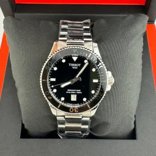 Tissot Seastar 1000 Black Dial Silver Steel Strap Watch For Men - T120.410.11.051.00