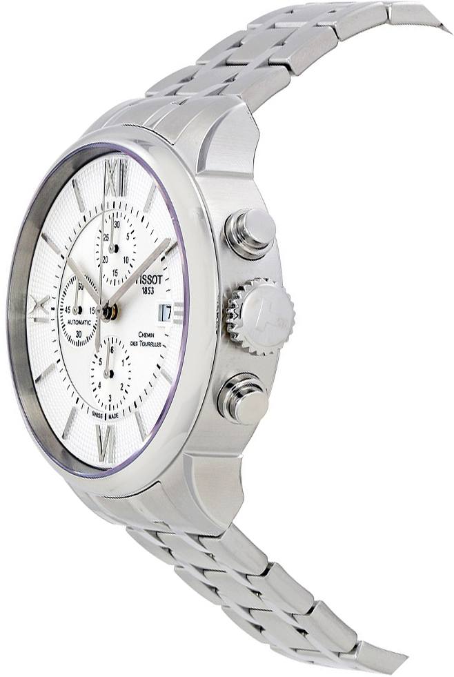 Tissot Chemin des Tourelles Automatic Chronograph White Dial Silver Steel Strap Watch for Men - T099.427.11.038.00 Buy Now By Tissot