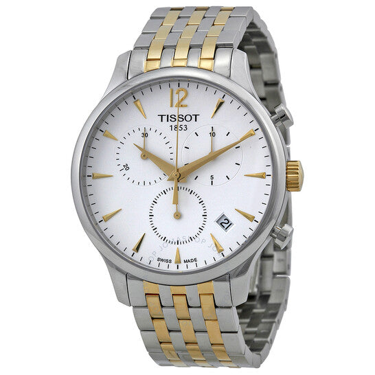 Tissot T Classic Tradition Chronograph White Dial Two Tone Steel Strap Watch For Men - T063.617.22.037.00 Buy Now By Tissot