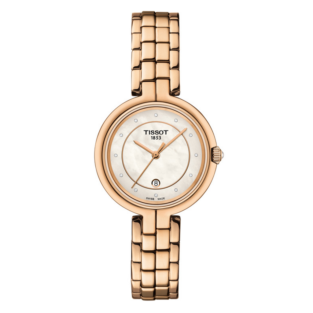 Tissot T Lady Flamingo Mother of Pearl Dial Rose Gold Steel Strap Watch For Women - T094.210.33.116.02 Buy Now By Tissot