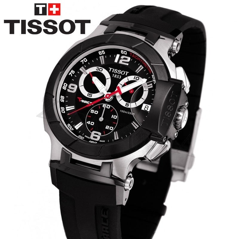 Tissot T Race Chronograph Black Dial Black Rubber Strap Watch for Men - T048.417.27.057.00 Buy Now By Tissot