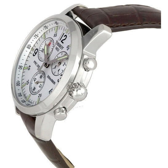 Tissot T Race PRC 200 Chronograph White Dial Brown Leather Strap Watch for Men - T17.1.516.32 Buy Now By Tissot