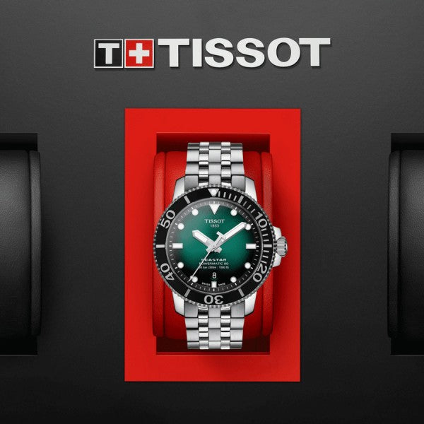Tissot Seastar 1000 Powermatic 80 Green Dial Silver Steel Strap Watch For Men - T120.407.11.091.01 Buy Now By Tissot