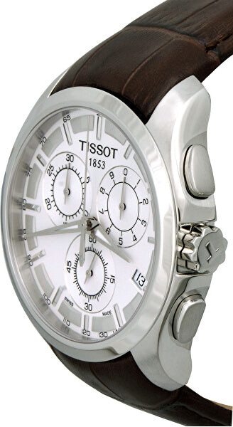 Tissot Couturier Chronograph White Dial Brown Leather Strap Watch For Men - T035.617.16.031.00 Buy Now By Tissot