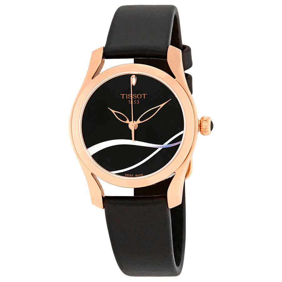Tissot T Wave Black Dial Black Leather Strap Watch For Women - T112.210.36.051.00 Buy Now By Tissot