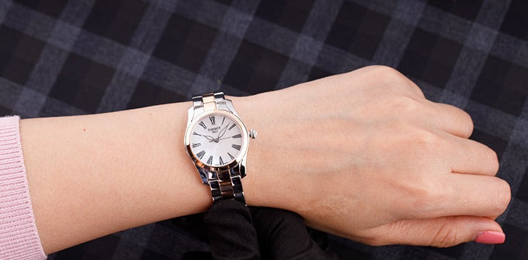 Tissot T Wave Mother of Pearl Dial Two Tone Steel Strap Watch For Women - T112.210.22.113.01 Buy Now By Tissot