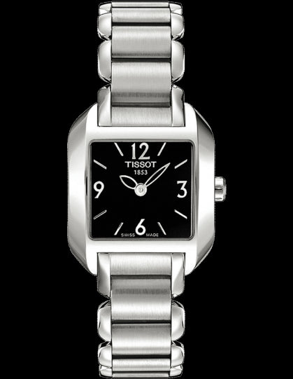 Tissot T Wave Black Dial Silver Steel Strap Watch for Women - T02.1.285.52 Buy Now By Tissot