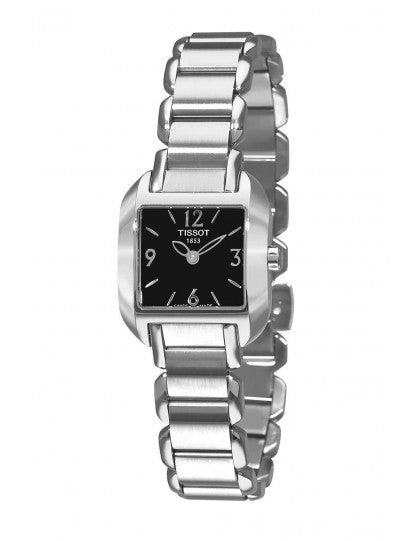 Tissot T Wave Black Dial Silver Steel Strap Watch for Women - T02.1.285.52 Buy Now By Tissot