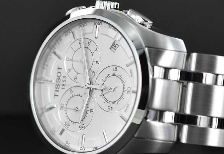 Tissot T Classic Couturier Chronograph White Dial Silver Steel Strap Watch For Men - T101.617.11.031.00 Buy Now By Tissot