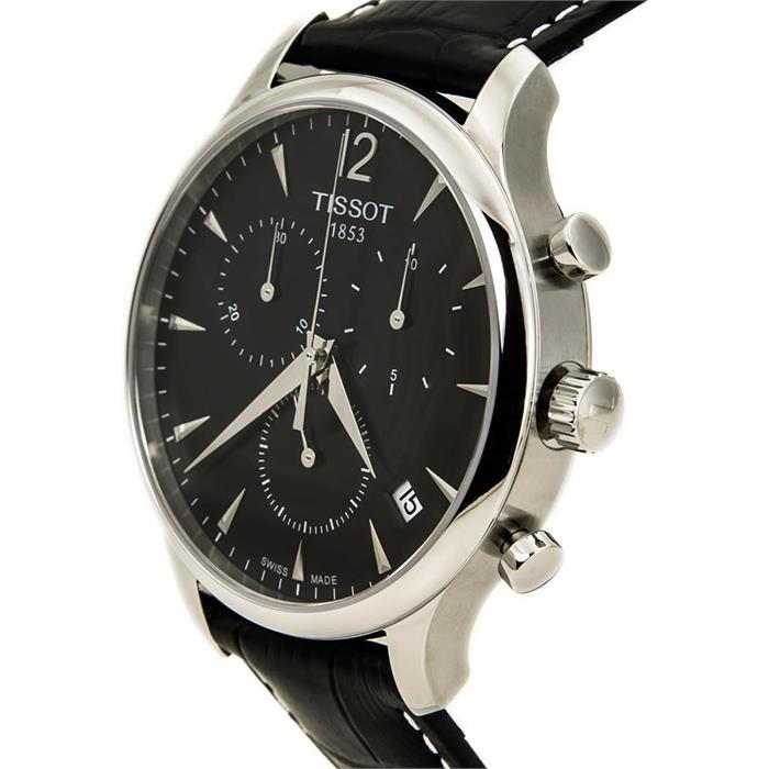 Tissot Tradition Chronograph Black Dial Black Leather Strap Watch For Men - T0636171605700 Buy Now By Tissot
