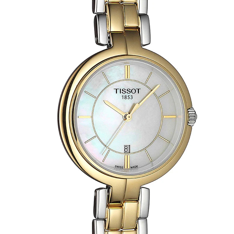 Tissot Flamingo Mother of Pearl White Dial Two Tone Steel Strap Watch For Women - T094.210.22.111.01 Buy Now By Tissot