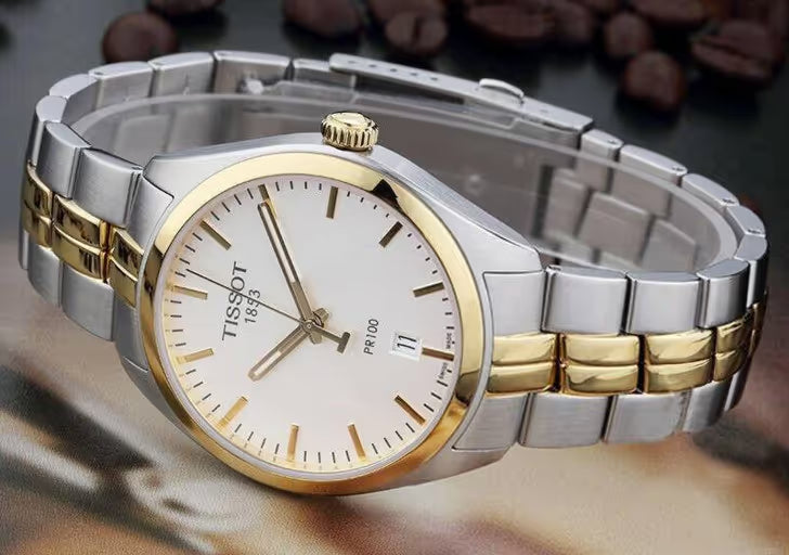 Tissot T Classic PR 100 White Dial Two Tone Steel Strap Watch for Men - T101.410.22.031.00 Buy Now By Tissot